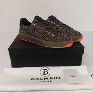 Balmain Men's Monogram Jacquard B-Court Low Top Sneakers